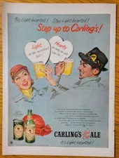 1952 Magazine Ad-Couple Toasting With Carling's Red Cap Ale-It's Light-Hearted