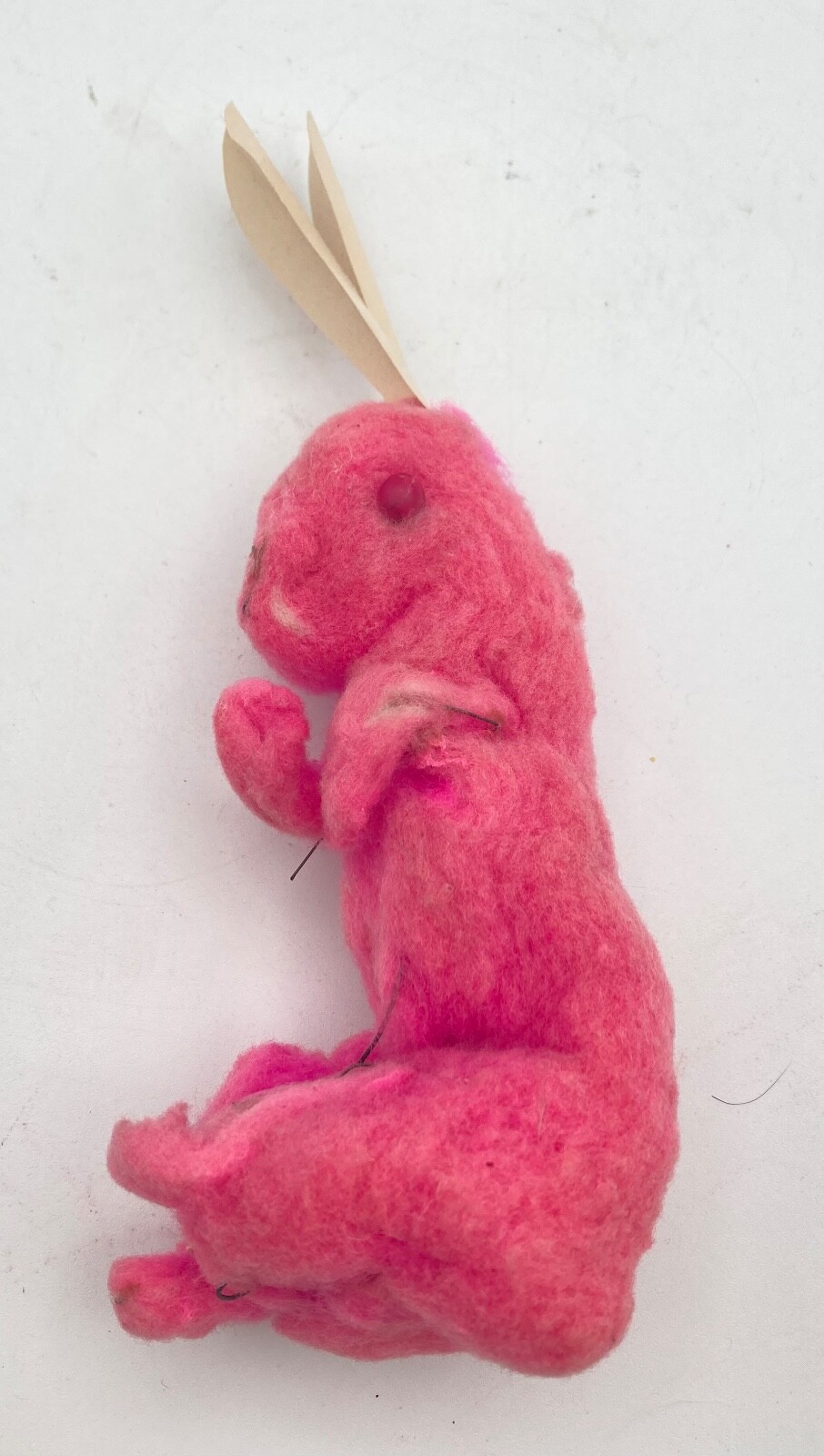 Antique Pink Easter Bunny Cotton Batting Rabbit Spun Cotton Carrot 7 1/