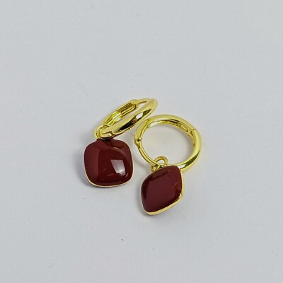 Rubinroter Edelstein mit Gold - minimalistische hypoallergene S925 Sterling Silber Ohrringe