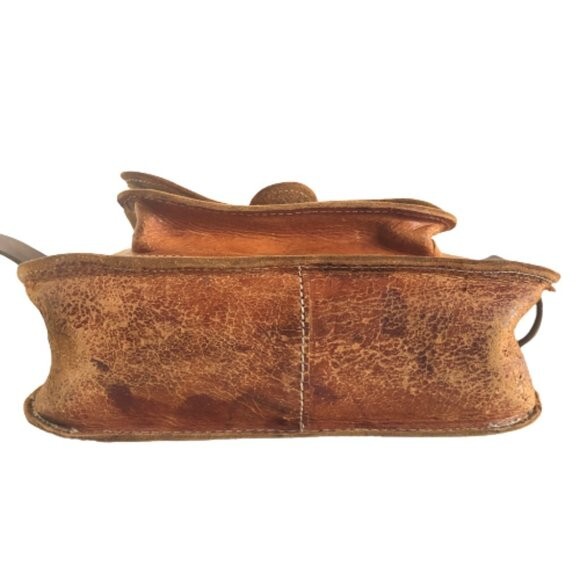 Vintage 70s distressed rectangular shaped brown l… - image 5