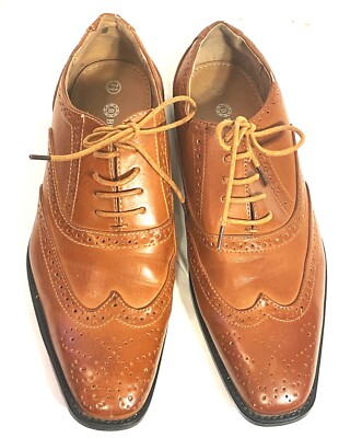 Beverly Street-Men's Brown Wingtip Lace-up Dress Shoes size