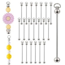 20Pcs Beadable Keychain Bars, Metal Bead Keychain Bars Making Supplies For Beads