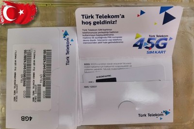 New Domestic Turkey Sim Card Turk Telekom 6gb 300 Local