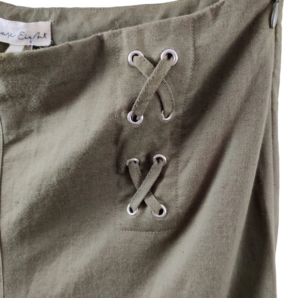 Phase Eight Trousers Womens Wide Leg Trousers Green UK 8 W27 L22 Linen Cotton - Image 4 of 4
