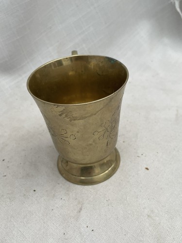 Vintage Brass Etched Small Cup - Picture 3 of 5