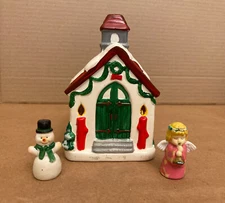 Holiday Candle House Illuminated Ceramic Centerpiece Votive Or Tea light Candle.