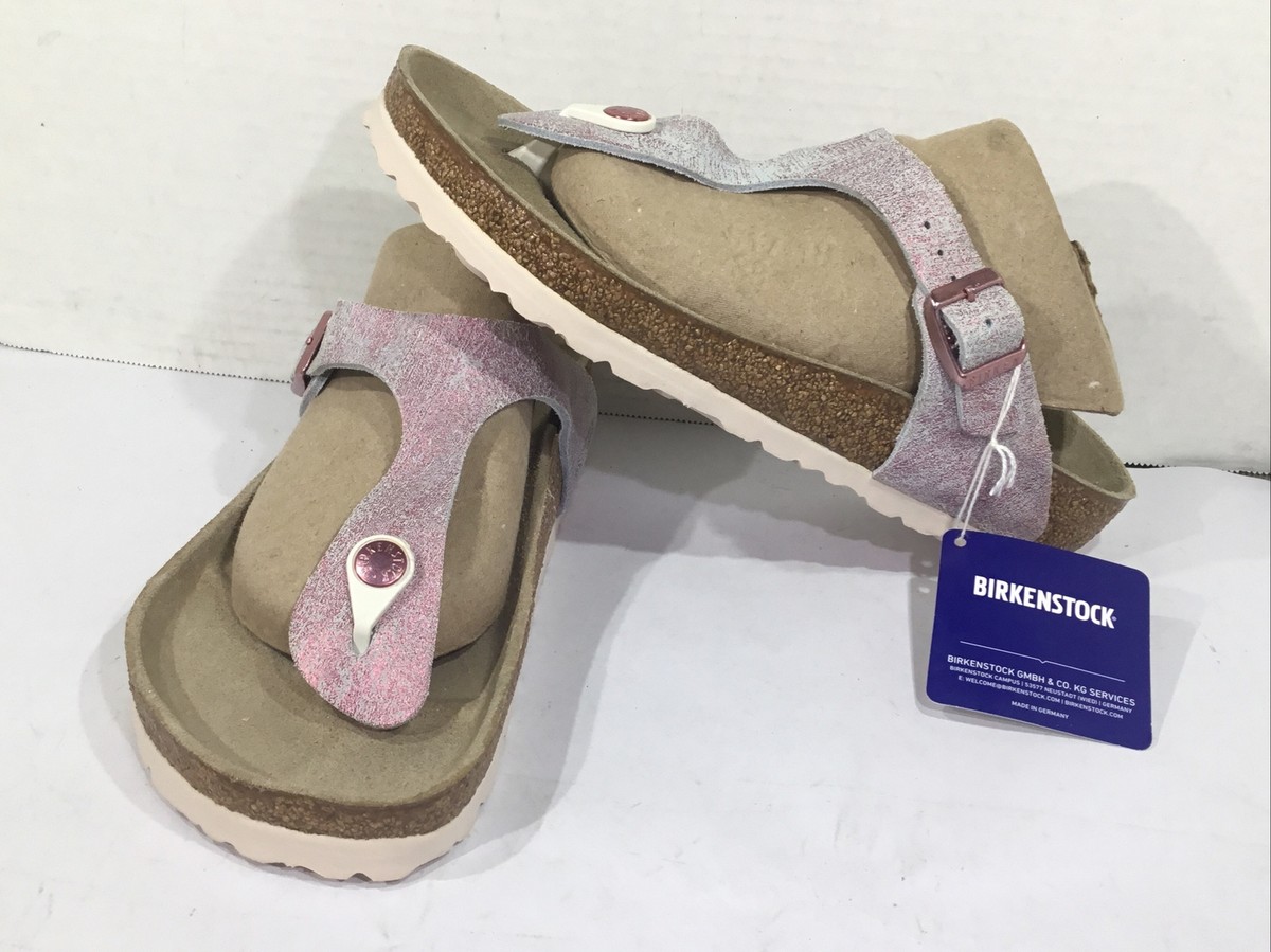 Birkenstock Women Size EU 38 Gizeh Metallic Fuchsia Leather Flip