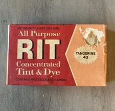Vintage Rit Tint and Dye Tangerine 40 Powder Fabric Dye Old Formula Open Box