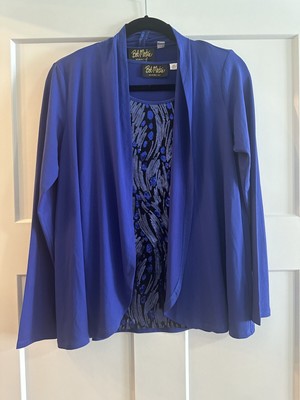 NWT - BOB MACKIE 2-PIECE SET - BLUE TANK TOP W/SEQUINS & JACKET A269563- SIZE XS