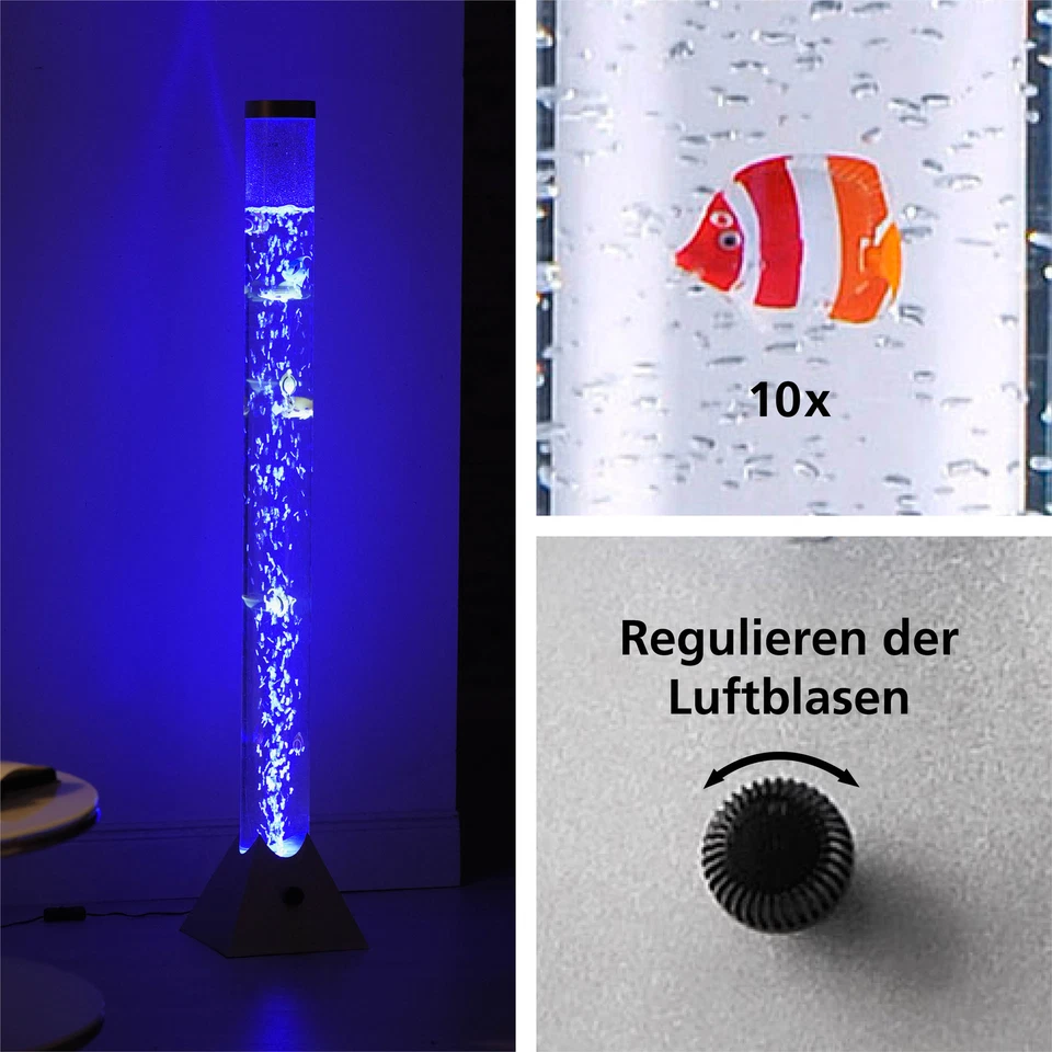 LED RGB Wassersäule 120cm Fische Farbwechsel Luftblasen Sprudel Säule Bunt Deko - Bild 2 von 4