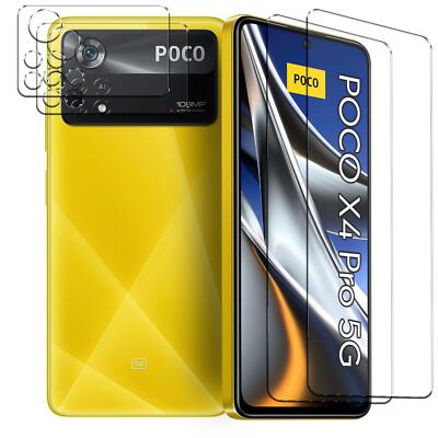 Schutzfolie für Xiaomi Poco X4 Pro Display Schutzglas 2x Kamera Folie Glas