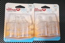 LOT OF 2 First Essentials By Nuk 6 Silicone Replacement Nipples 6 months NEW