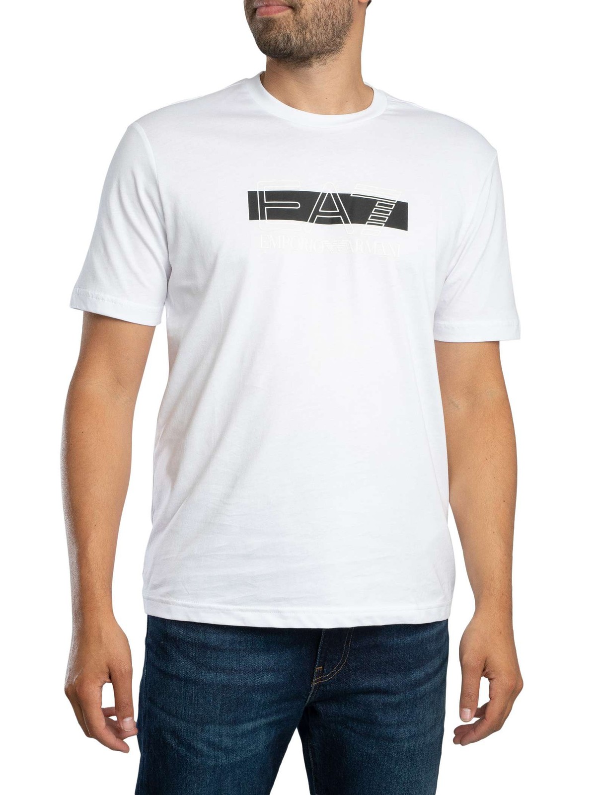 EA7 Brand Graphic T-Shirt, White/Black - M