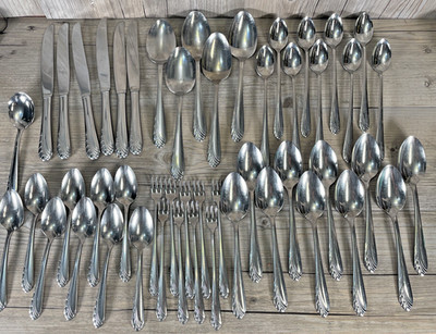 49 Pcs Oneida Stainless Heart of Sweden Flatware Knives Cocktail Forks Spoons