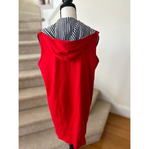 Vintage Speedo Red & Navy Stripe Hooded Swimsuit Cover-up Dress - Picture 7 of 10