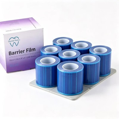 Dental Blue Barrier Film 4''x6'' 1200 Sheets Infection Control Sticky Wrap