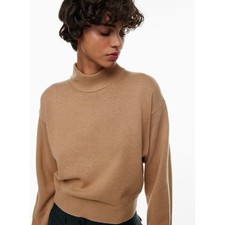 NWT Aritzia Wilfred Free Harper Merino Wool Turtleneck Sweater Tan Brown Small