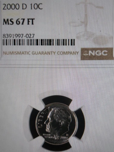 2000 D Roosevelt Dime NGC Certified MS67 FT