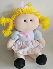 Julie Doll Russ Plush Cloth Yellow Yarn Hair Pink Polka Dot Dress Vintage 10"