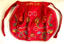 Vintage 1940s - Hand Embroidered  Child's Apron with Pocket - Never Used