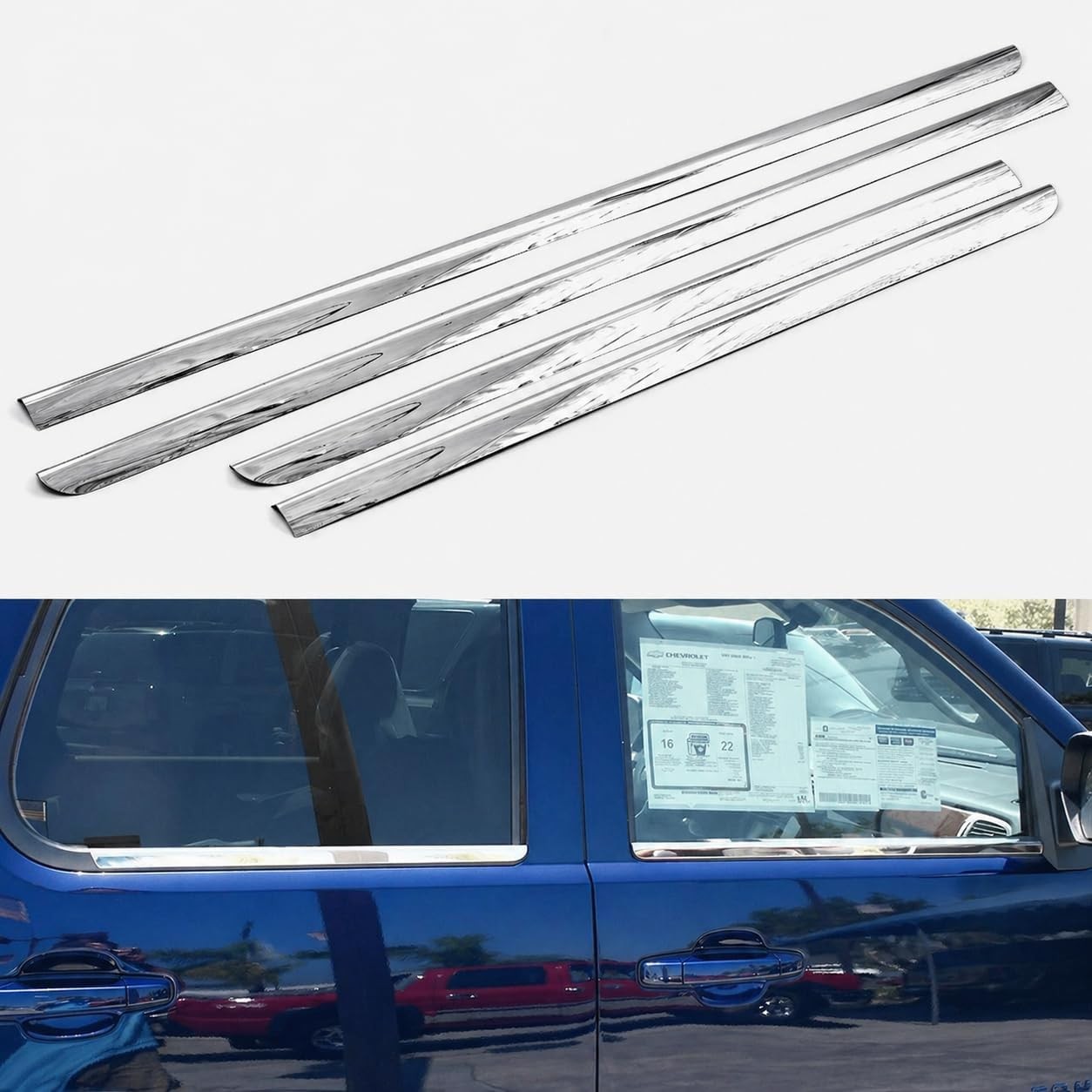 Polished Stainless Steel Window Sills Trims For 2007-2013 Chevrolet GMC