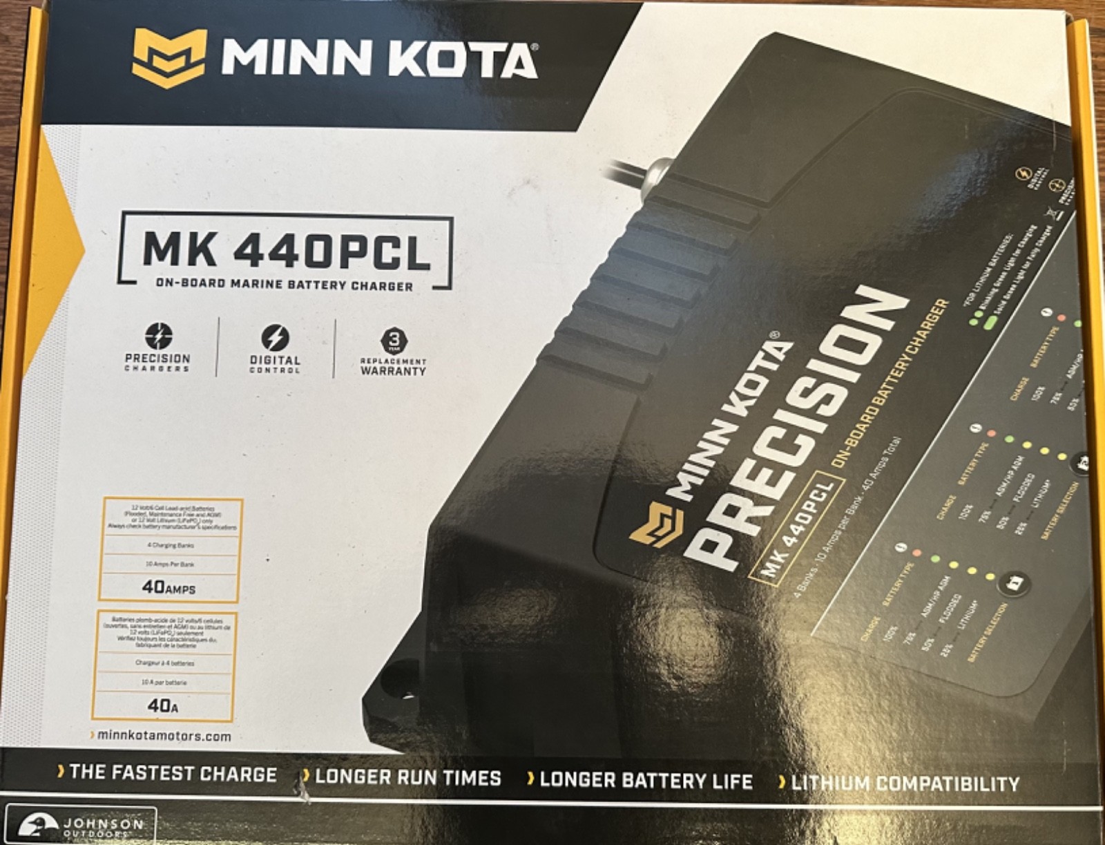 Minn Kota Batt Charger, Mk 440Pcl, 12V, 10 Amp/4 Bank