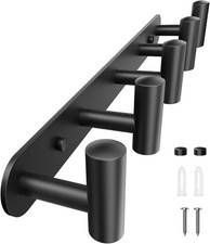 Black Coat Rack Wall Mount, Heavy Duty Coat Hooks with 5 Hooks