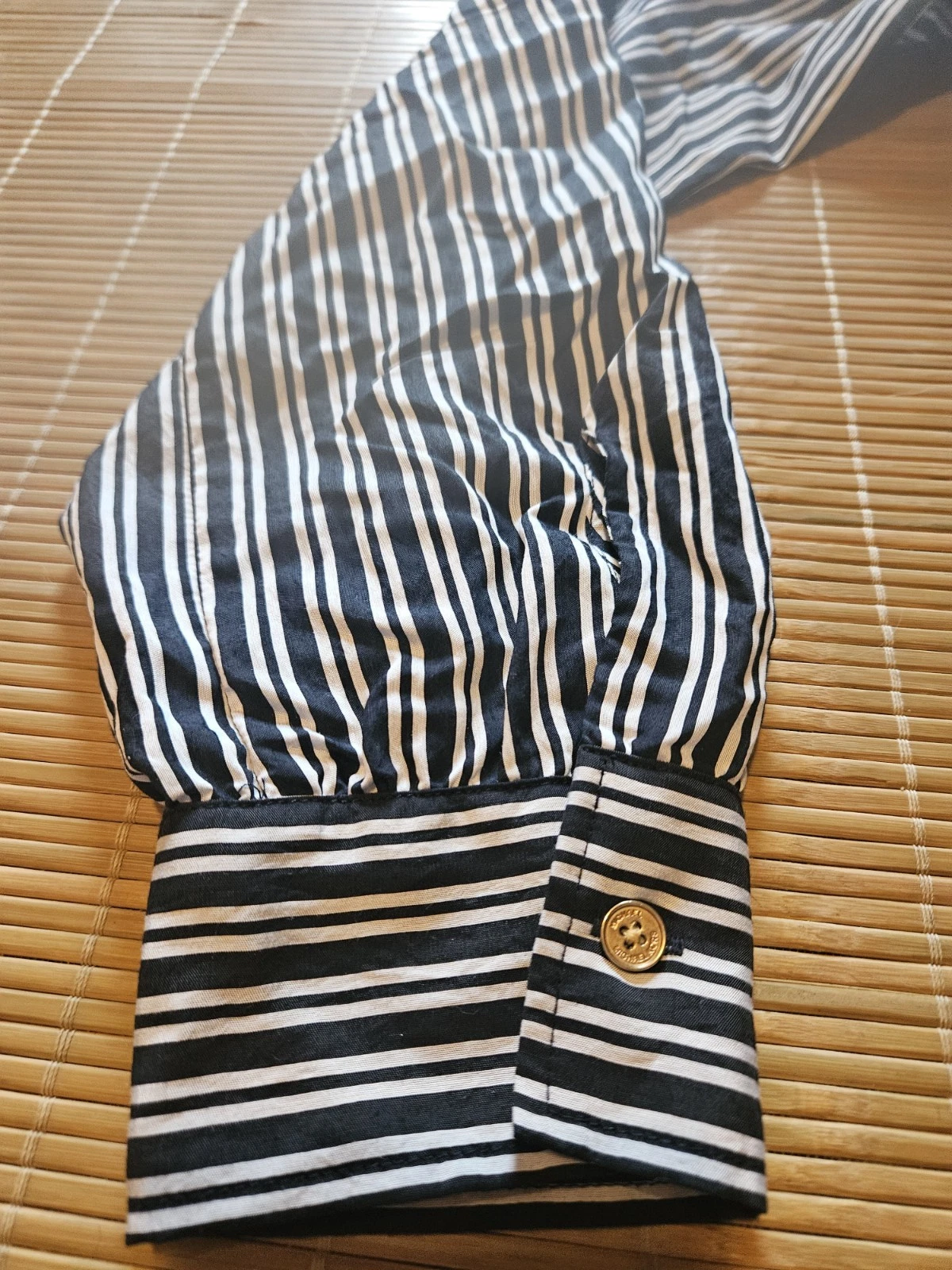 Abito camicia MICHAEL Michael Kors righe cravatta davanti manica lunga scollo a V blu taglia 10