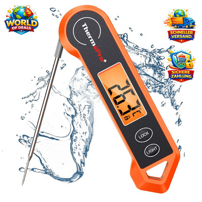 Fleischthermometer digital mit faltbarer Sonde und LCD Bildschirm