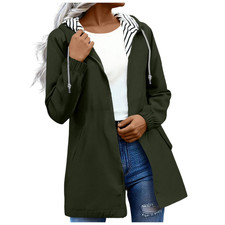 Womens Waterproof Raincoat Ladies Outdoor Wind Rain Forest Plus Size Jacket Coat