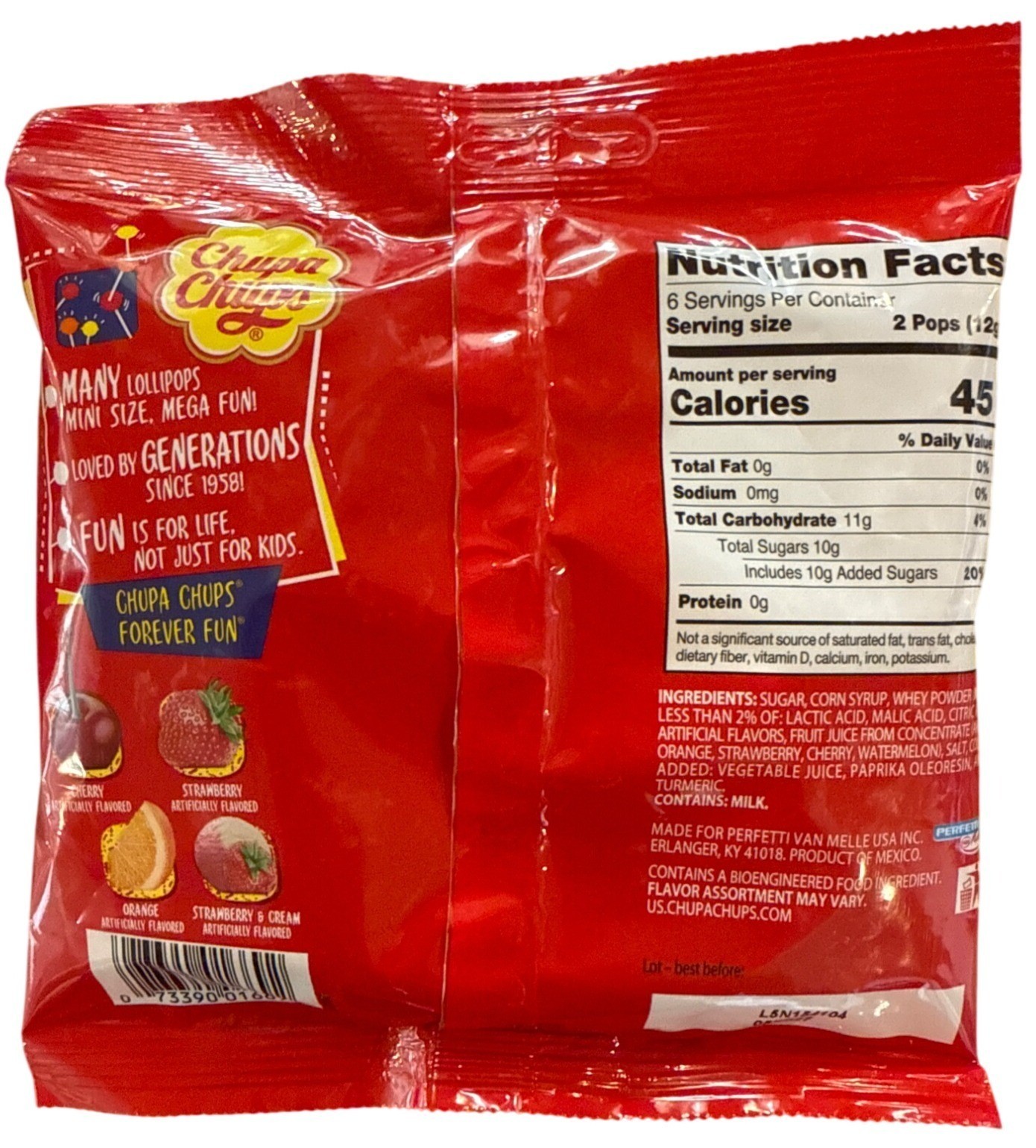 24ct Total Chupa Chups Mini Lollipops Fruit Flavors 2.52 oz/12 Count x 2 Bags