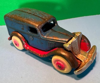 Arcade CAST IRON TAKE APART 4'' PANEL DELIVERY TRUCK Nickel Plated Grill antique