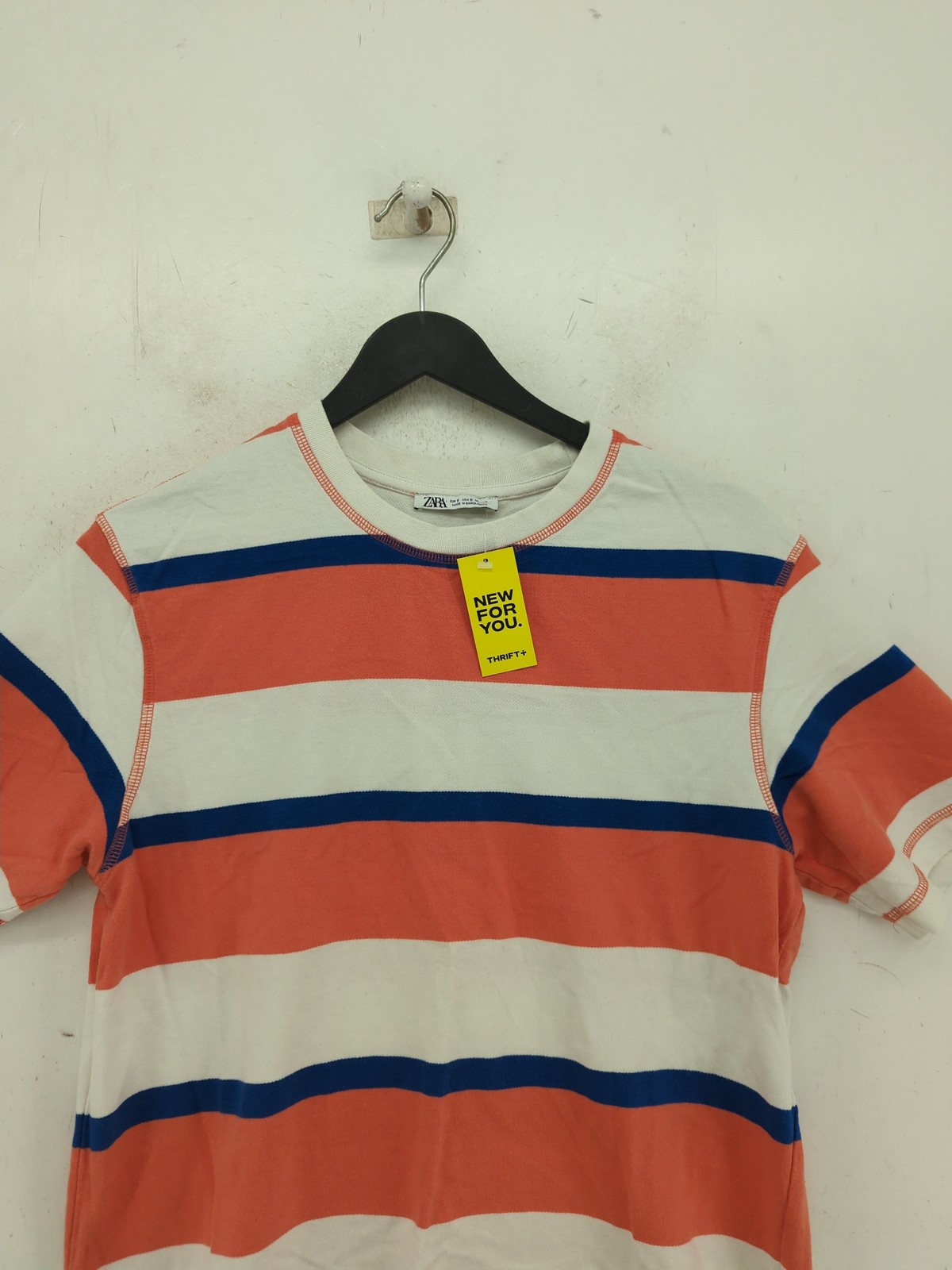 T shirt uomo Zara S bianca a righe 100% altra basic