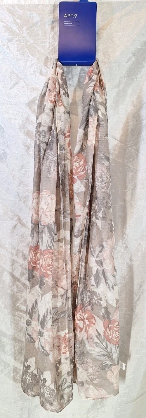 NWT APT.9 Oblong Floral Multifunctional Scarf/Wrap Metallic Accent Romantic Boho