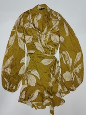 Banana Republic Women's Gold Long Sleeve Wrap Dress Size S