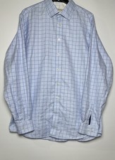 Pronto Uomo Dress Shirt Men  s XLT 100 Cotton Blue Large Check Pattern