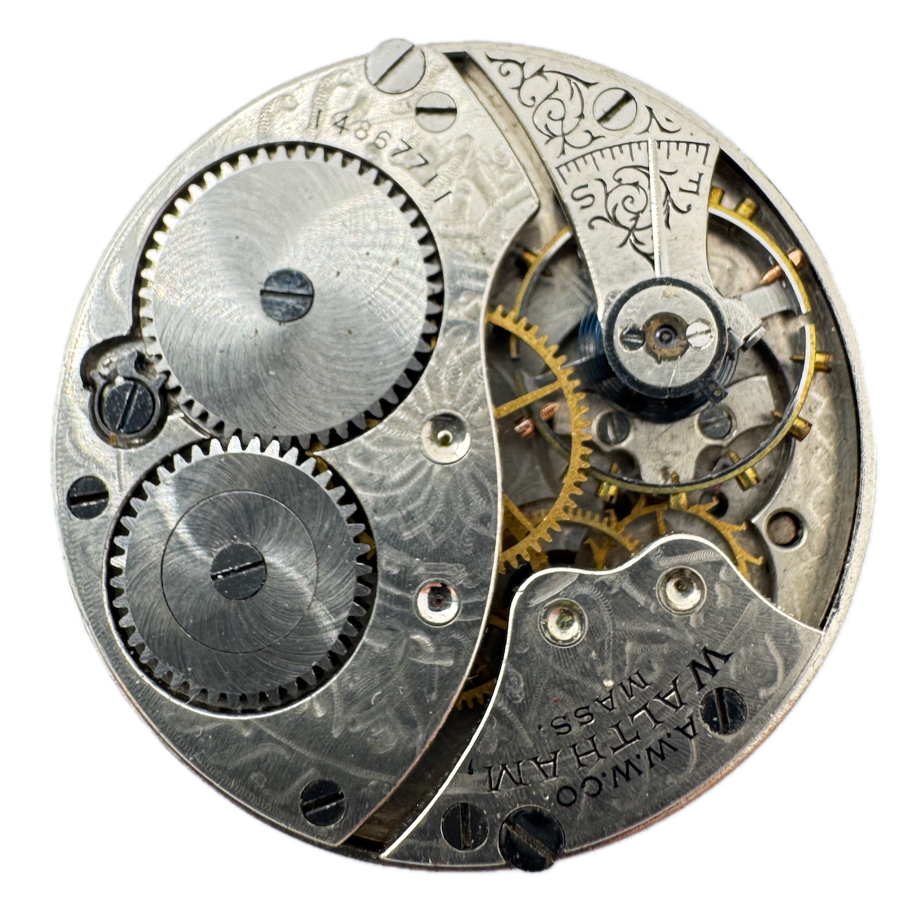 Antique 0s 1901 Waltham 7 Jewel Mechanical Hunter Pocket Watch Movement 161 USA