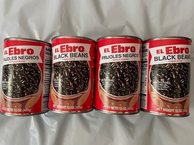 4 Pack El Ebro Cuban Style Black Beans 15 oz Cans   Fully Seasoned Ready to Eat