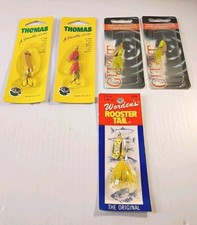 Lot Of 5. Mix Fishing Lures Thomas,Gitzit, Rooster Tail, New In Packs Mix Size