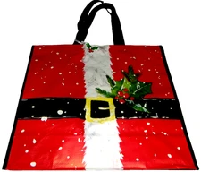 CHRISTMAS~Reusable Tote Bag ~ 20" X 18" X 8" ~ SANTA'S BELT