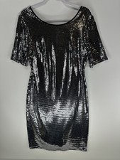 JM Studio by John Meyer Silver Sequin Disco  Sheath Dress Size 10 Women 