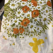 Vtg MORGAN JONES ORANGE POPPIES Full Double Flat Fitted sheets  NO TAGS