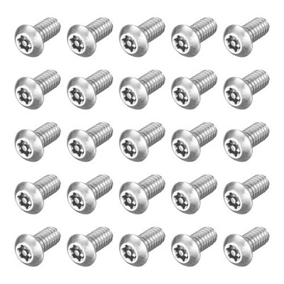 25Pcs 1/4-20 x 1/2'' Torx Security Machine Screws Bolt Silver Tone