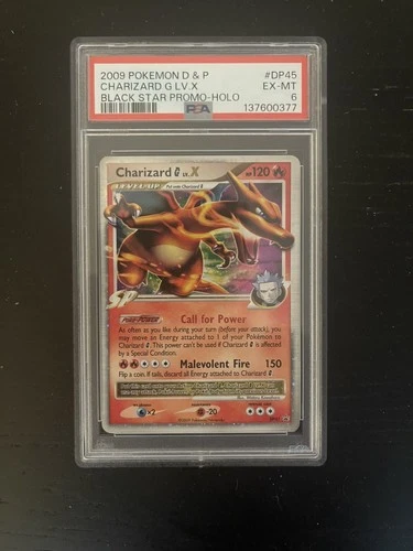 2009 POKEMON DIAMOND & PEARL BLACK STAR PROMO HOLO #DP45 CHARIZARD G LV.X PSA 6
