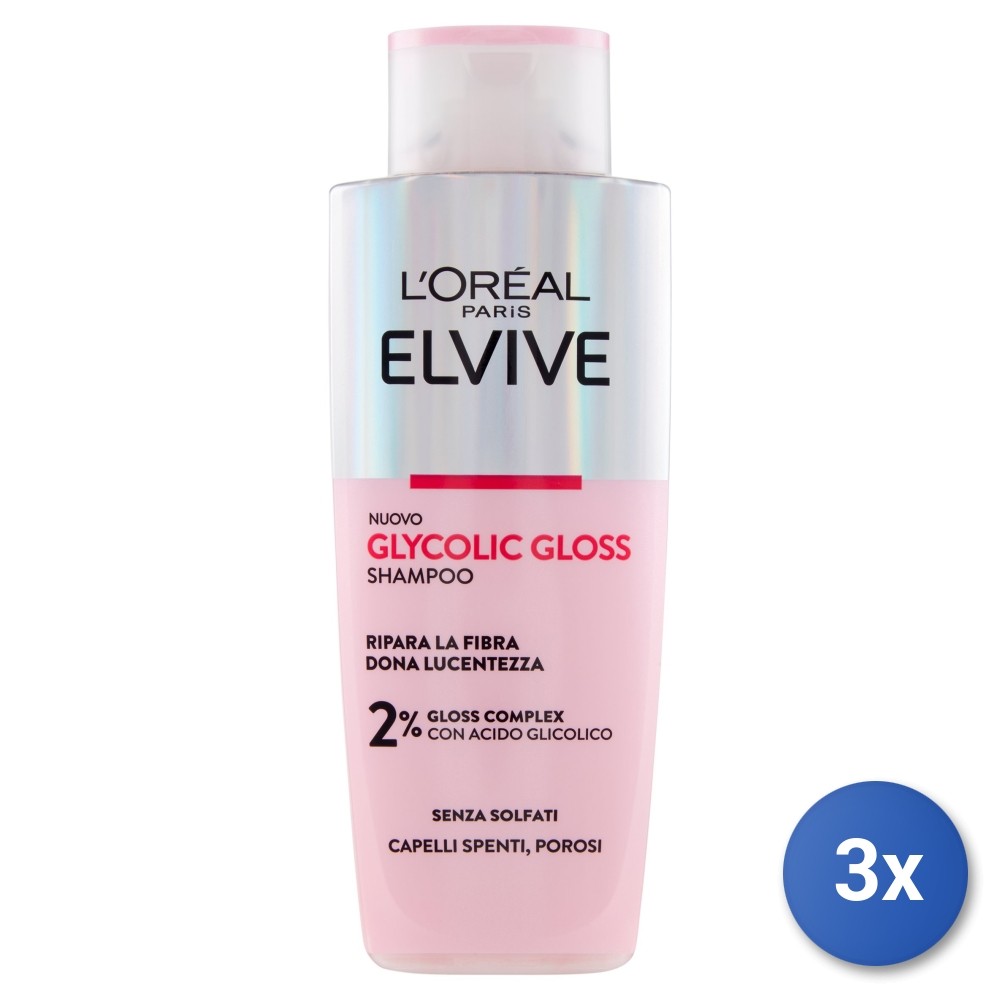 3x Elvive Shampoo 200 Ml. Glycolic Gloss