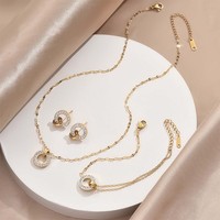 Innolea Damen-Set Mit Runder Diamantkette, Ohrringen Und Armband
