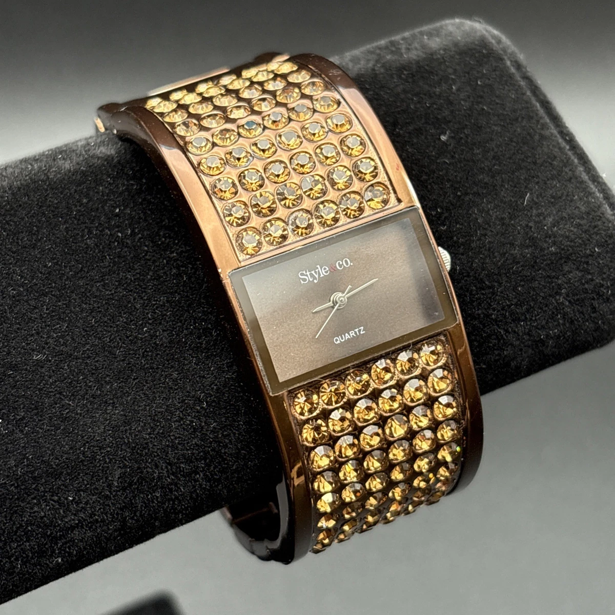 Style & Co. Bronze Amber Crystal rhinestone rectangular watch Available on my Etsy shop; direct link can be found on the  main image 3