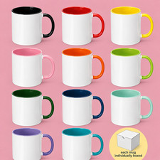 11oz Coloured Sublimation Mugs -Inner & Handle ? Bulk Packs 1/6/12/18/36