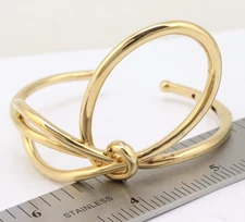 6.5" APM Monaco AG 925 Sterling Silver Bow Cuff Bracelet Gold Over Modernist