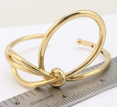 6.5'' APM Monaco AG 925 Sterling Silver Bow Cuff Bracelet Gold Over Modernist